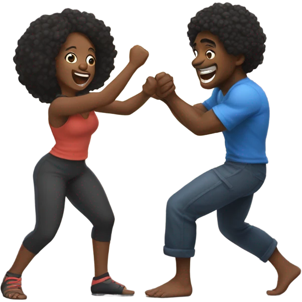 Black man play fighting black girl  emoji