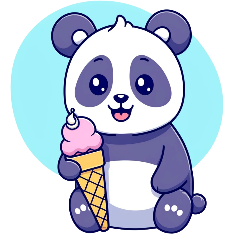 Panda eating ice cream emoji