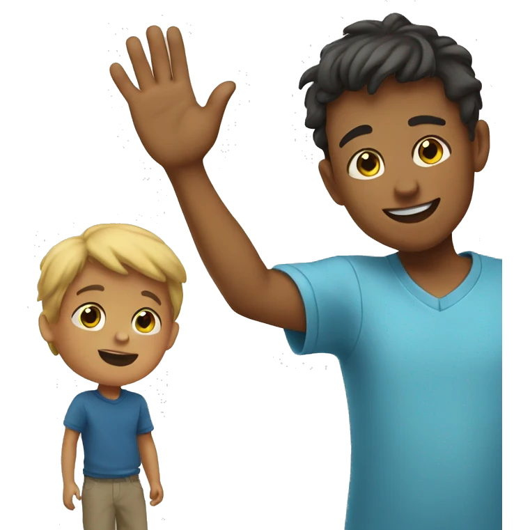 boy waving bye to his dad emoji