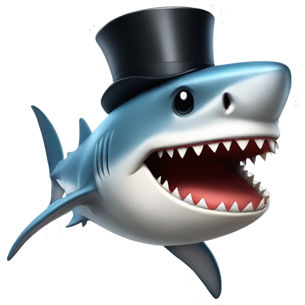 Shark with a top hat emoji