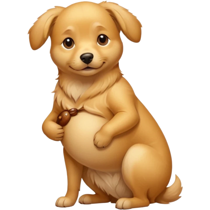 pregnant golden dog holding its belly emoji