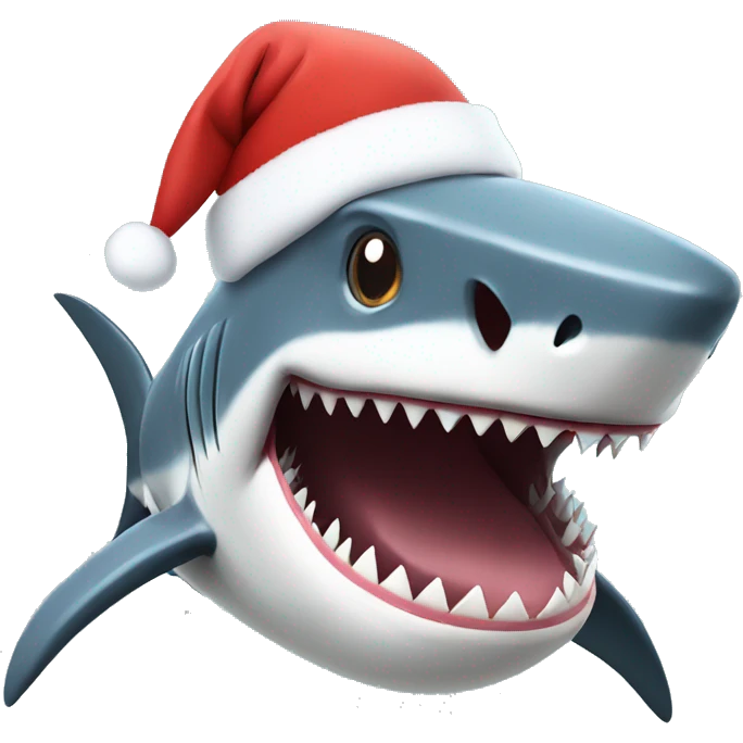 Shark with Christmas hat emoji