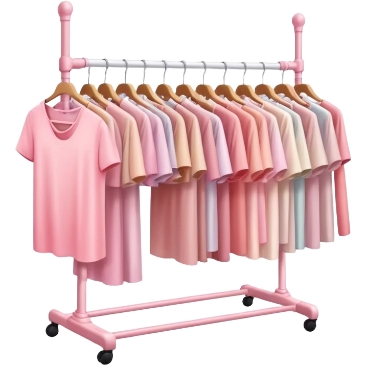 clothes store rack filled with different shades of light pink clothes emoji
