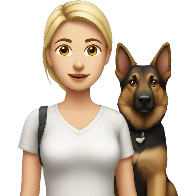 Girl and German Shepard dog emoji
