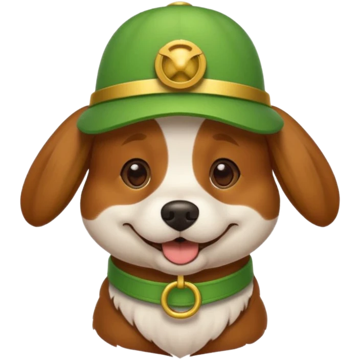 happy dog in a green propeller hat emoji