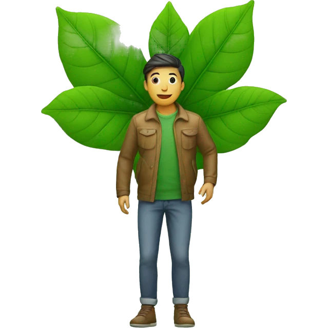person standing on a big green leaf emoji
