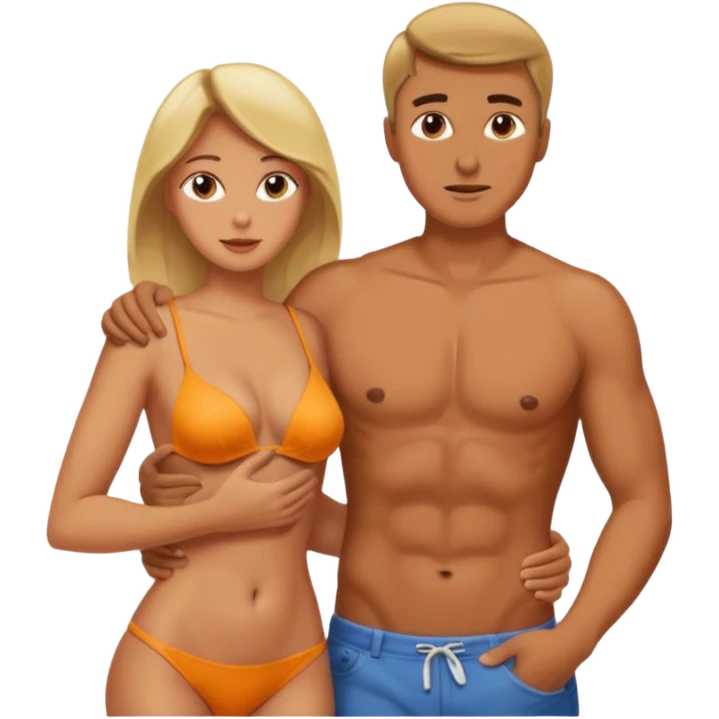 Man taking off clothes with woman emoji