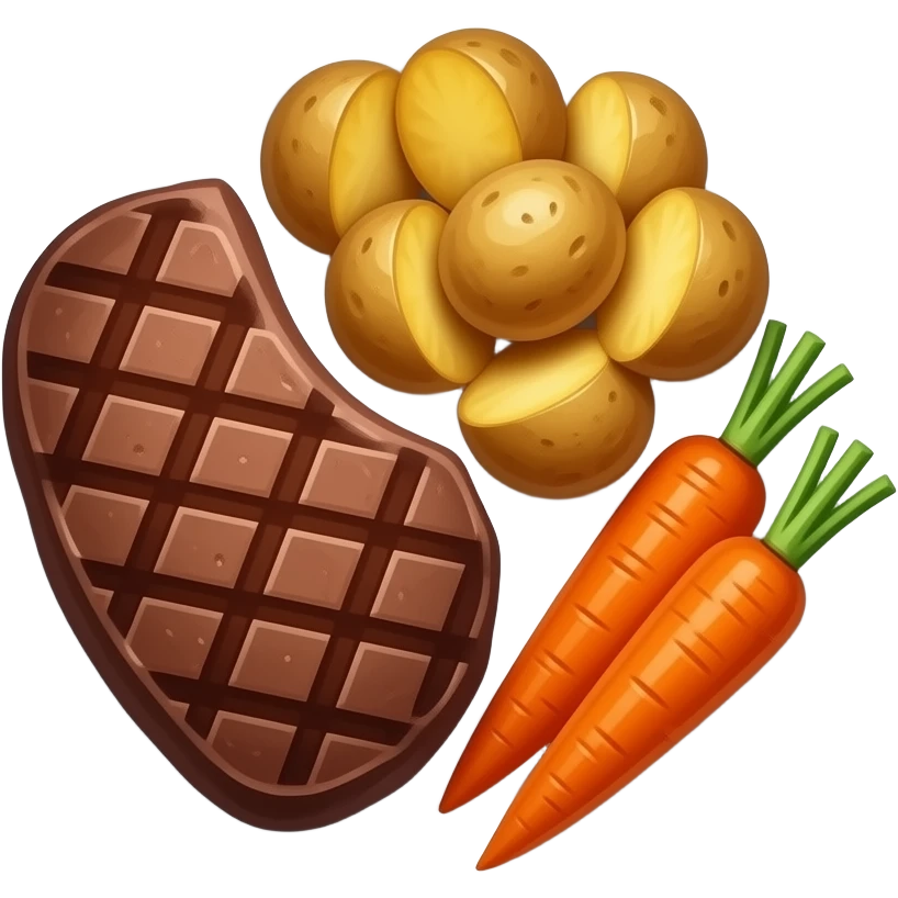 Steak and Potatoes and Carrots on a plate emoji