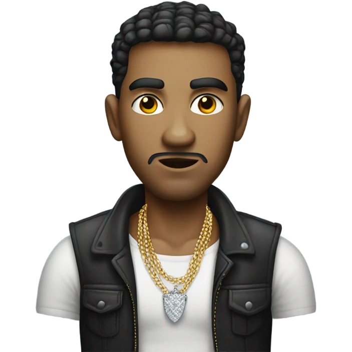 Light skin guy, angry, with a diamond necklace, he is wearing robber clothes emoji