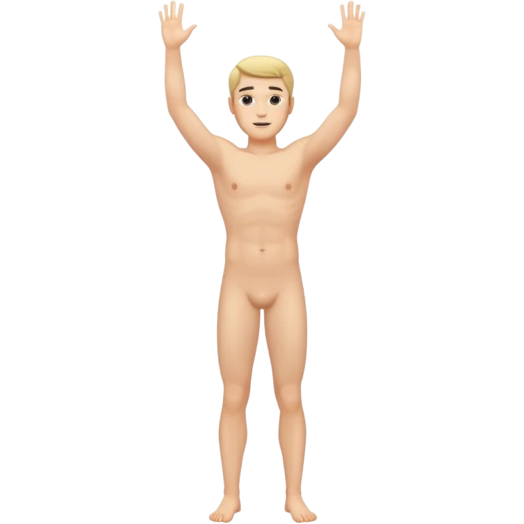 fullbody naked fit nude man hands up emoji