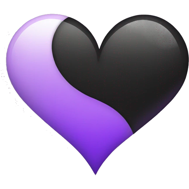 Half black and half purple split heart emoji