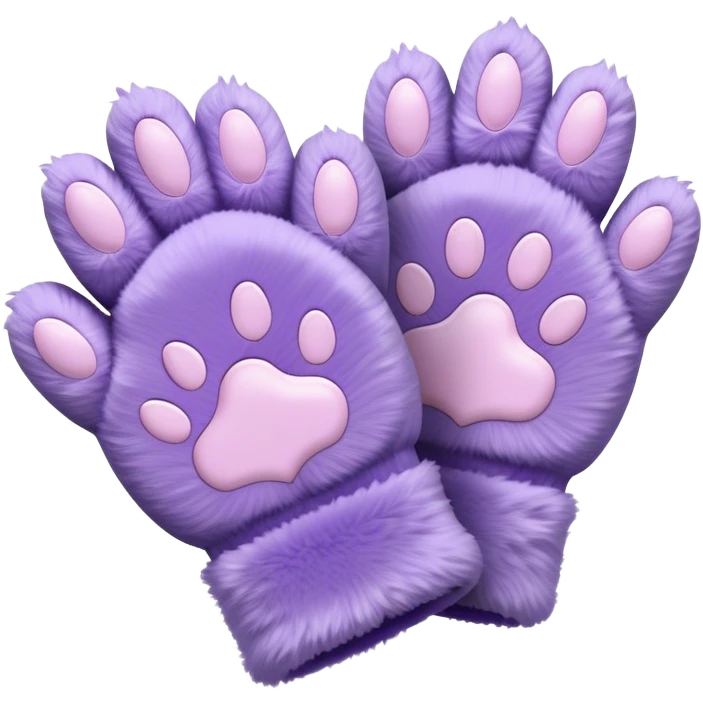 Pastel purple fuzzy cozy furry catty paw gloves  emoji