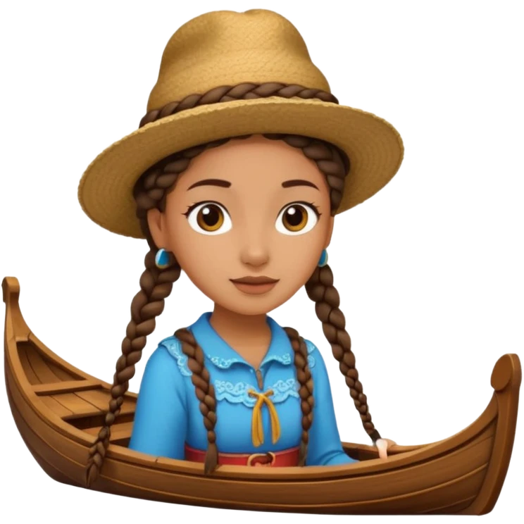venice gondolier girl with braids, hat top flat emoji