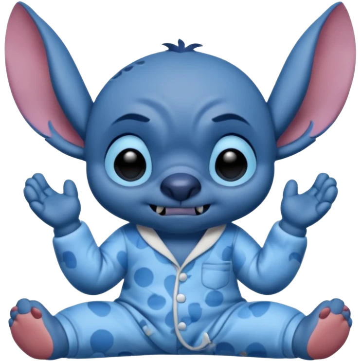 crie um memoji do personagem stitch onde ele esteja de pijama com carinha de sono assim como na imagem, porém sendo um memoji emoji