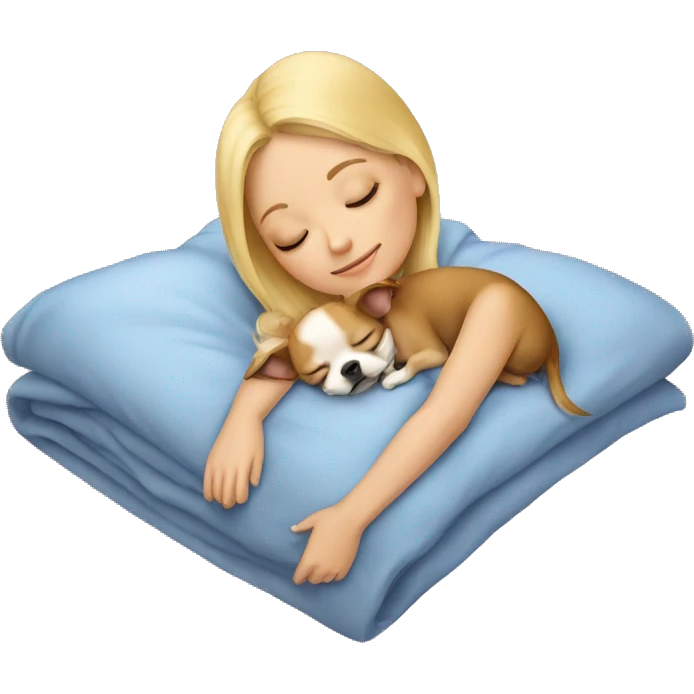 blonde girl sleeping with a chihuahua  emoji