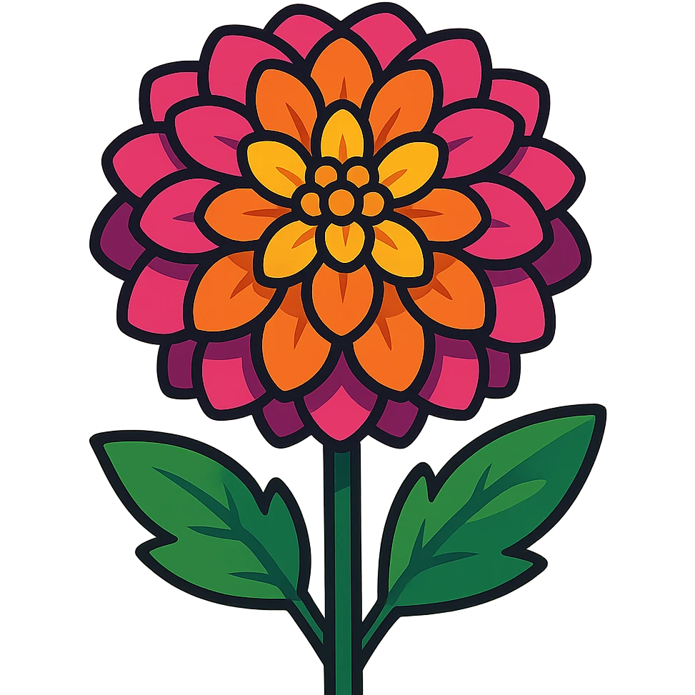 vibrant toon style dahlia flower emoji