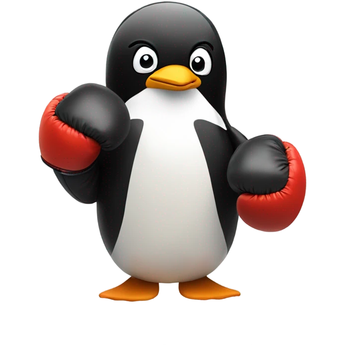 Penguin and boxing gloves emoji