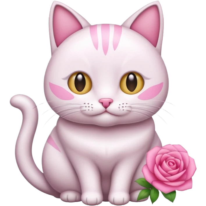Un gato blanco con un listón rosa emoji