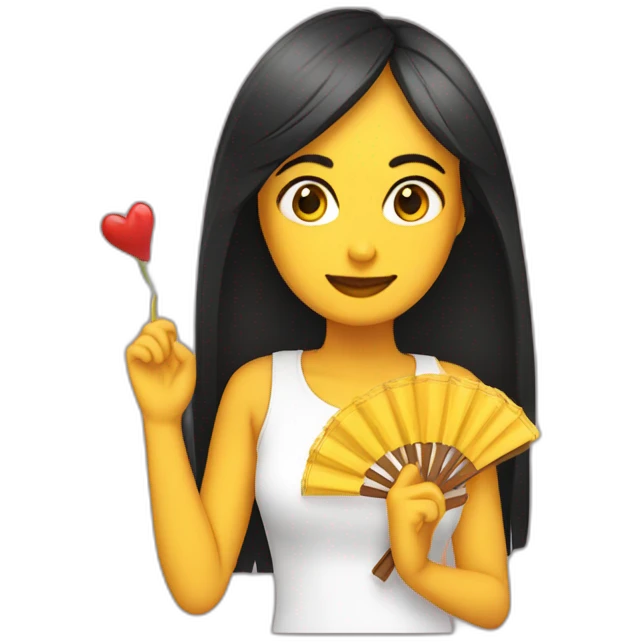 chica con abanico en la mano emoji