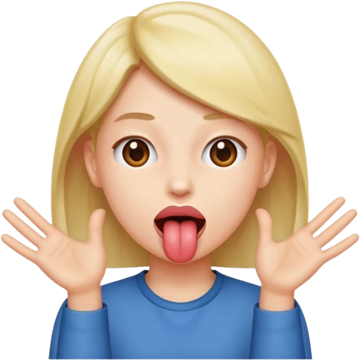 Hands on the side separated with tongue out emoji