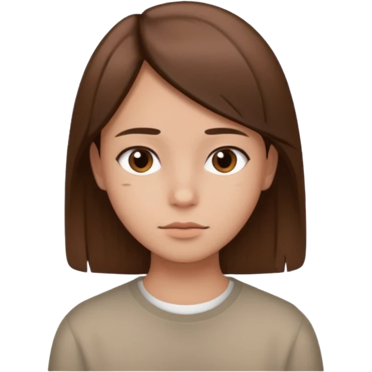 headshot of a young person with straight brown hair and calm expression emoji