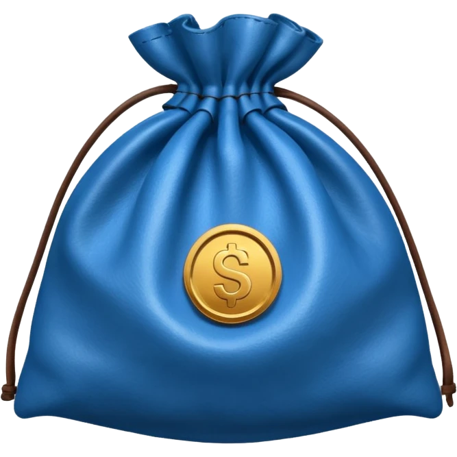 blue coins inside brown money bag emoji