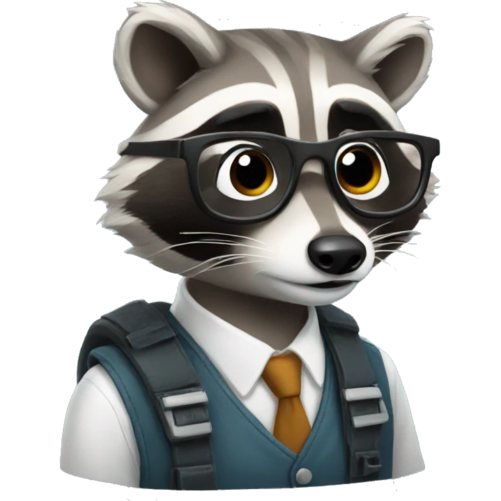 Raccoon nerdy emoji
