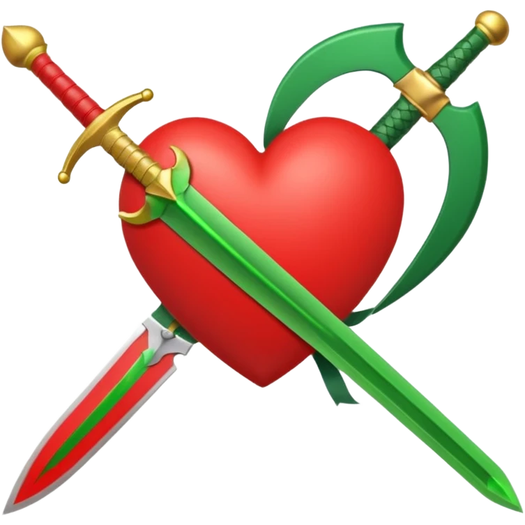 a red heart pierced by a green sword, with the text 'MODS' on a white ribbon emoji