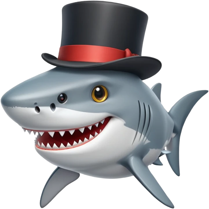 Shark with a top hat emoji