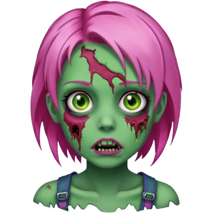 zoombie girl pink hair, green skin emoji