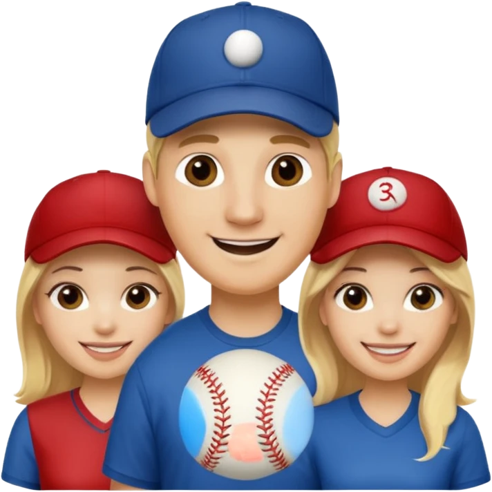 Two blonde women and a man with baseball cap on  emoji