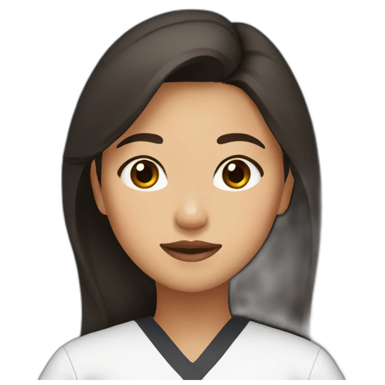 filipino girl with middle part and brown hair in black scrubs with no stethascope emoji