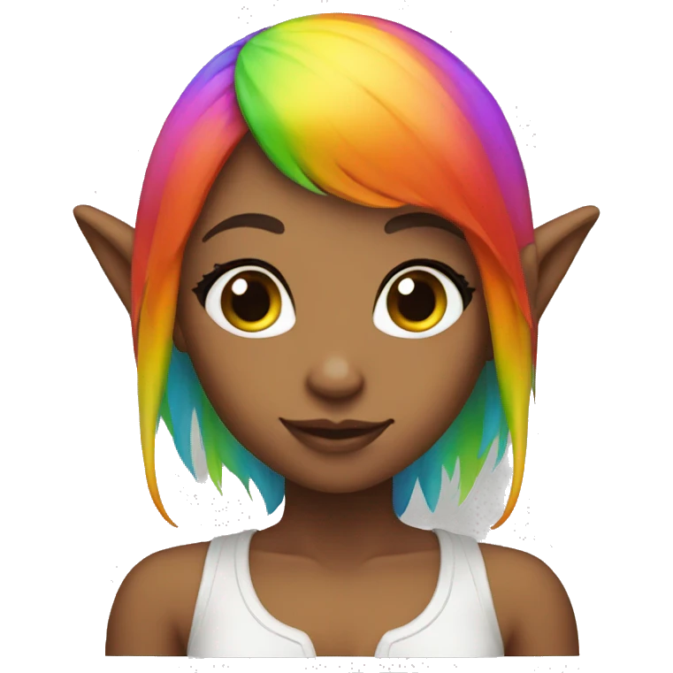 rainbow hair elf girl emoji