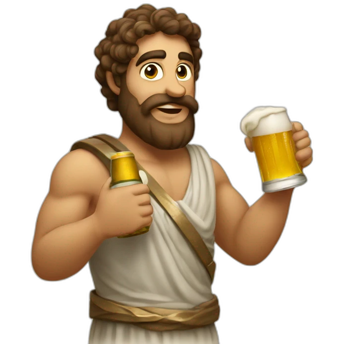 Greek holding beer emoji