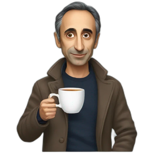 Eric Zemmour holding a cup of tea emoji