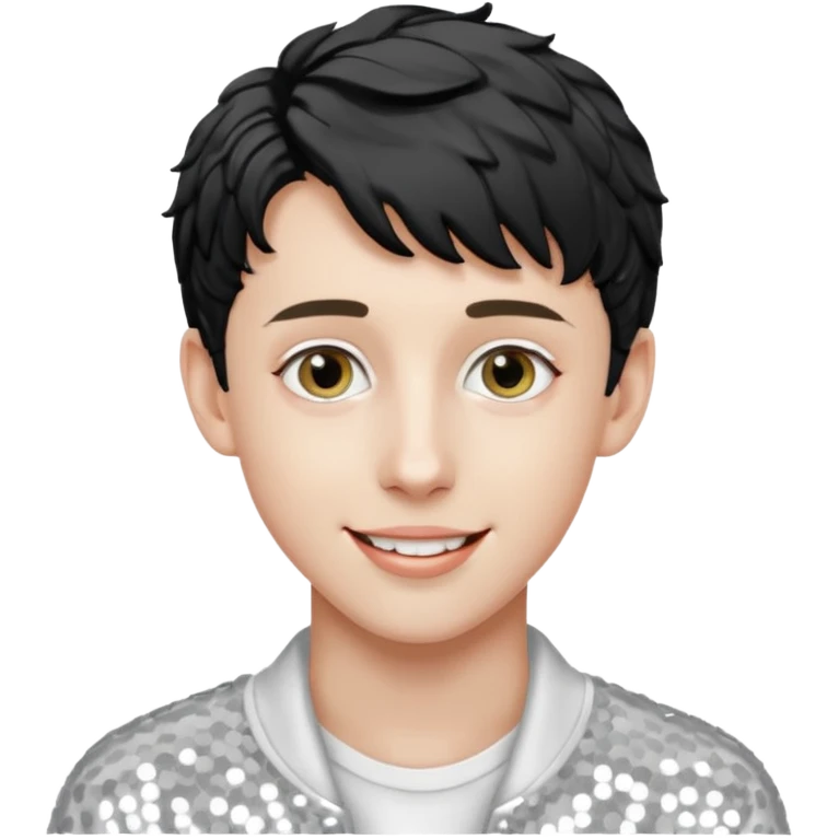 Troye Sivan with platinum blonde hair, white sequin outfit emoji