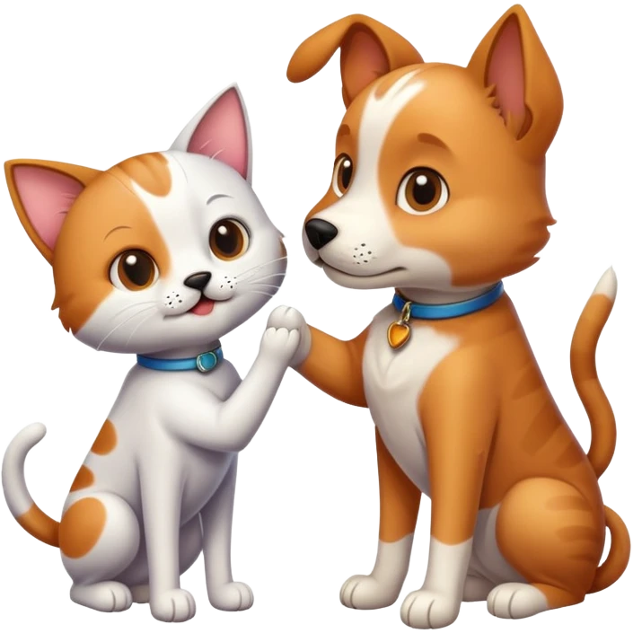 A dog and cat greeting each other  emoji