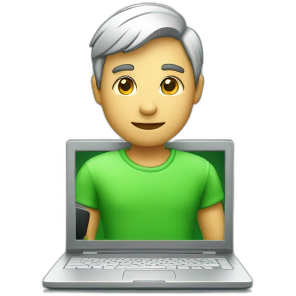 tecnico con una laptop y en su camisa que diga IP en color verde emoji