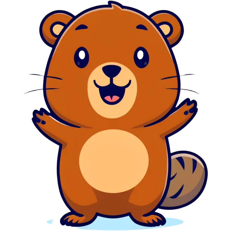 happy beaver with brown fur emoji