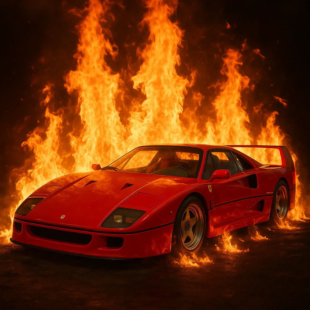 Ferrari F40 in fire emoji