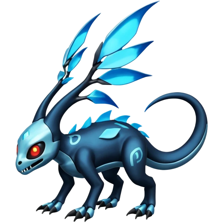 Shiny Futuristic Duskull-Salandit-Glaceon-Fakémon-hybrid-creature (full body)  emoji