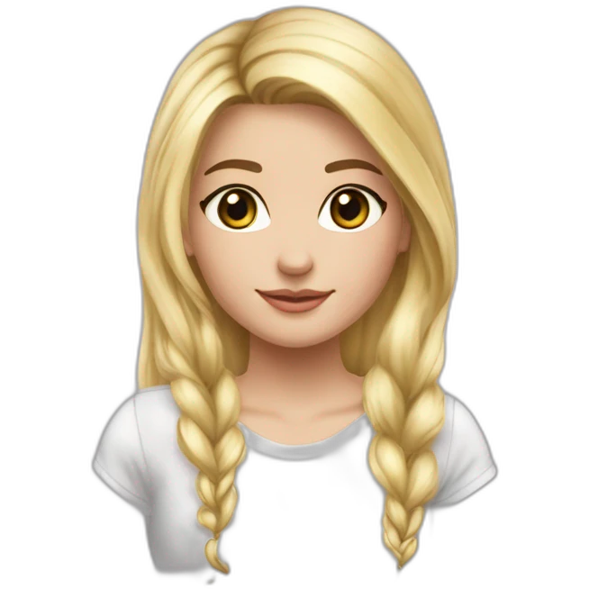 Fille cheveux blond long lise  foncé peau blanche jeans noir pull tie n die rose emoji
