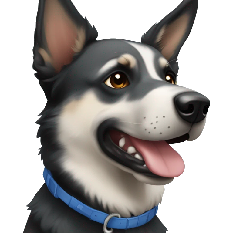 Black and white German Shepard and blue heeler mix emoji