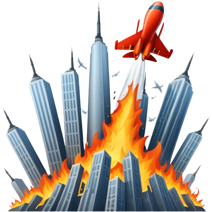 plane crashing into towers  emoji