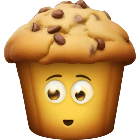 Banana nuts muffin with cute face emoji