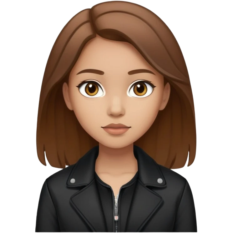 Light-skinned girl with brown hair wearing black jacket emoji