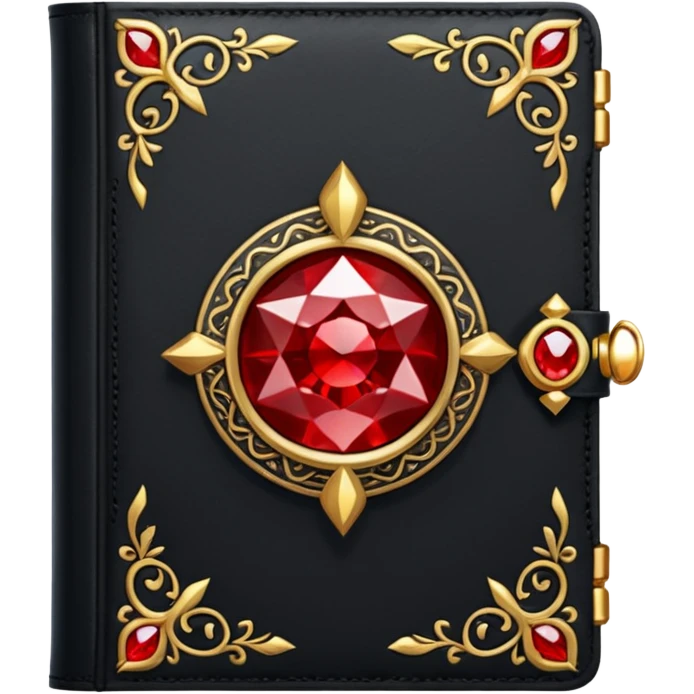 Magic black book with red gem in center emoji