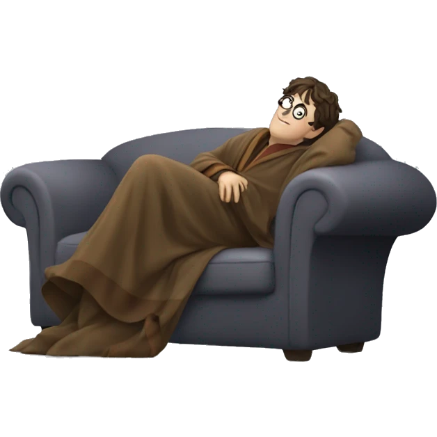 full body Harry Potter in robe laying down tired  emoji