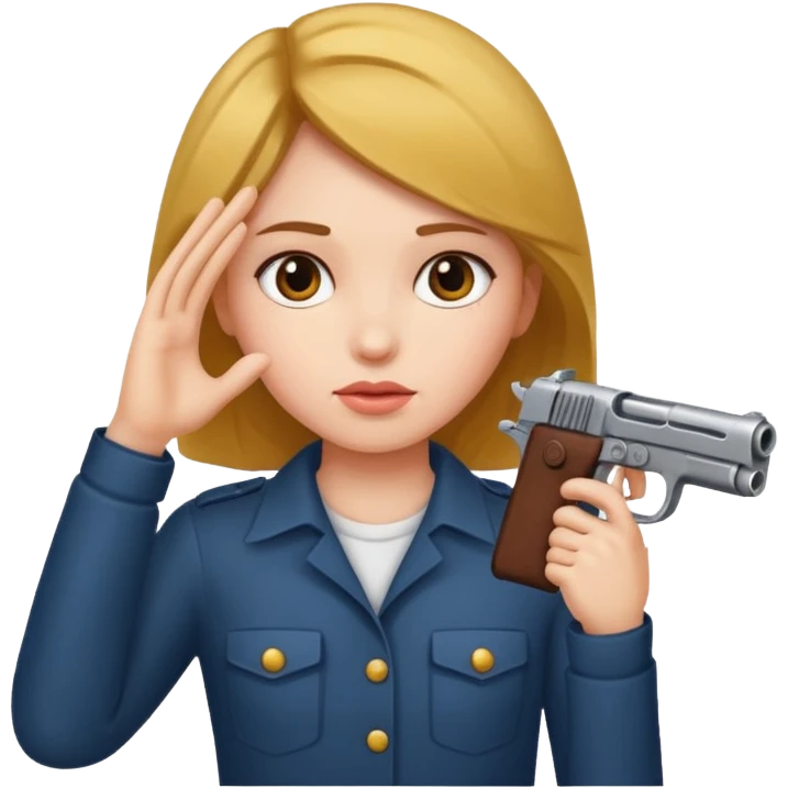 Girl holding a gun hand to head not real gun but made with a hand emoji