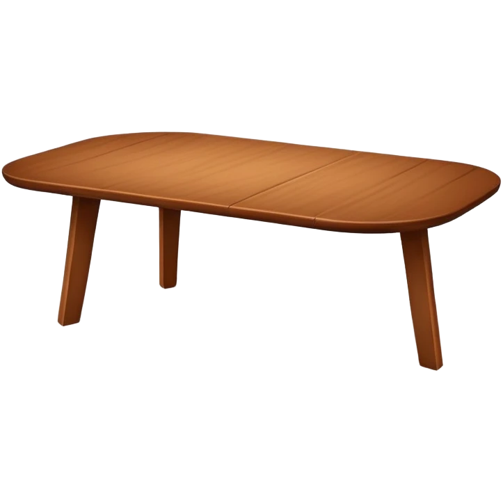 A simple, angled wooden table matching the same style and perspective as the ‘🪑’ chair emoji, with warm medium-brown color, minimal shading, rounded edges, clean lines, slightly 3D, white background. emoji